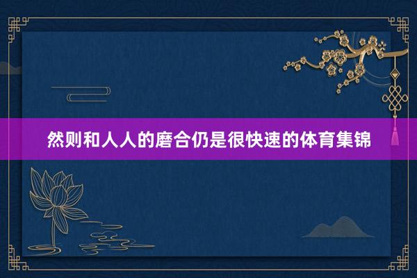 然则和人人的磨合仍是很快速的体育集锦