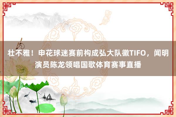 壮不雅！申花球迷赛前构成弘大队徽TIFO，闻明演员陈龙领唱国歌体育赛事直播