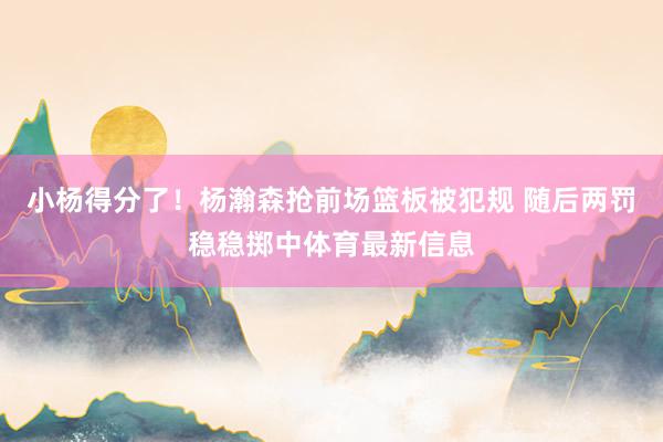 小杨得分了！杨瀚森抢前场篮板被犯规 随后两罚稳稳掷中体育最新信息