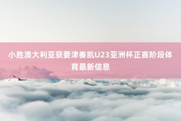 小胜澳大利亚获要津奏凯U23亚洲杯正赛阶段体育最新信息