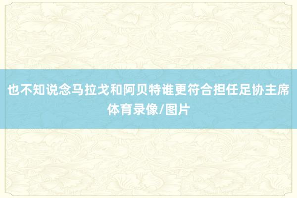 也不知说念马拉戈和阿贝特谁更符合担任足协主席体育录像/图片