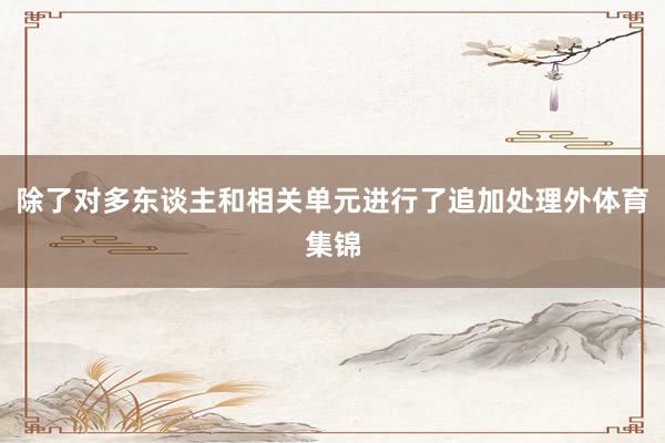 除了对多东谈主和相关单元进行了追加处理外体育集锦